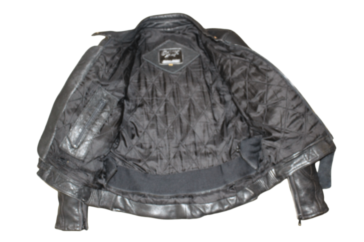 Vintage Biker Jacket Black Leather, Size M