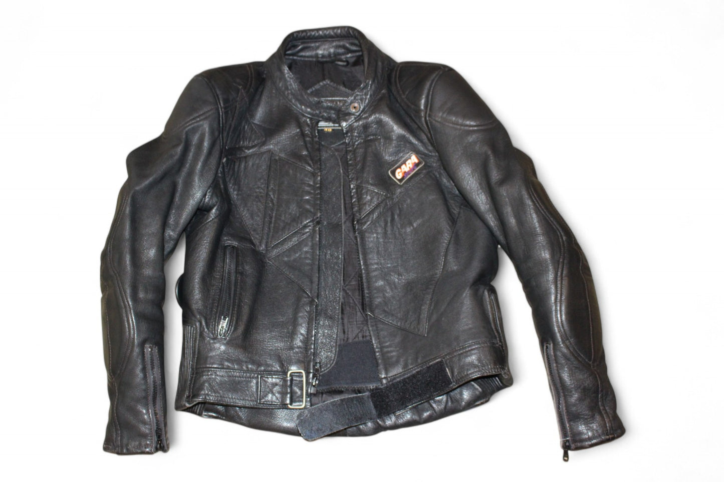 Vintage Biker Jacket Black Leather, Size M
