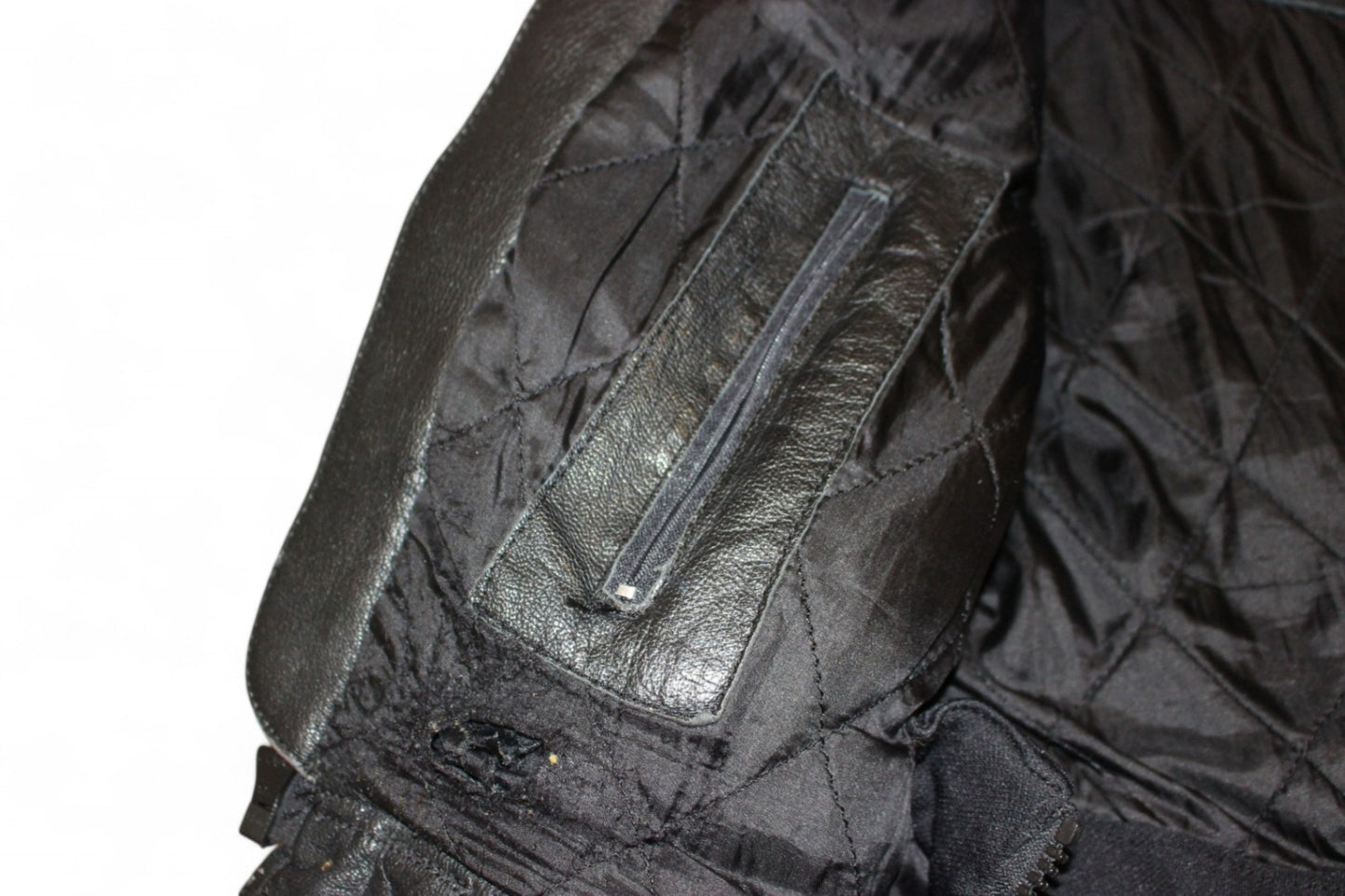 Vintage Biker Jacket Black Leather, Size M