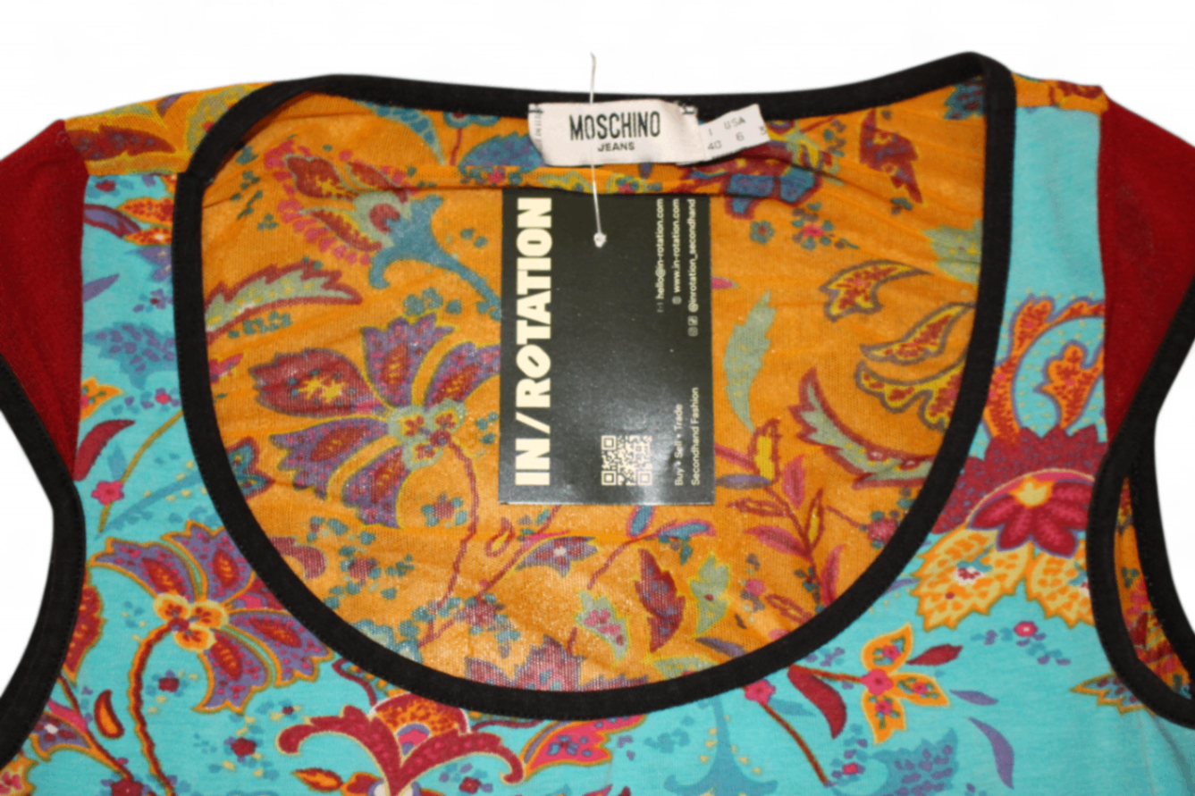 Moschino Top S Multicoloured Mesh, Paisley print, Se