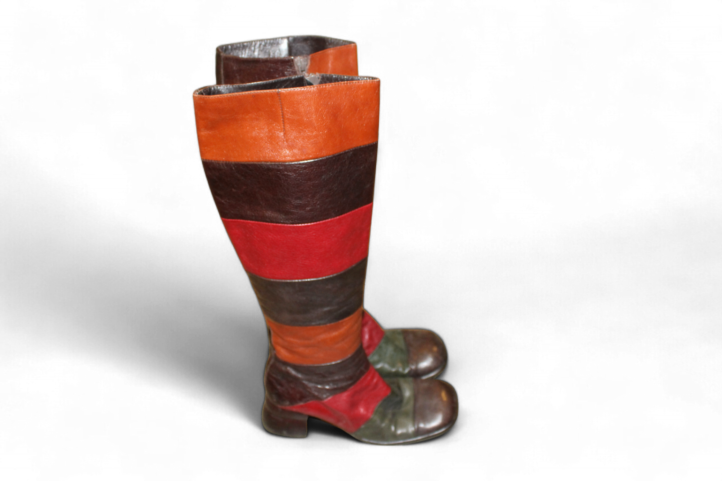 Vintage Boots 38 Brown, red and green Leather, Cassandra Roma