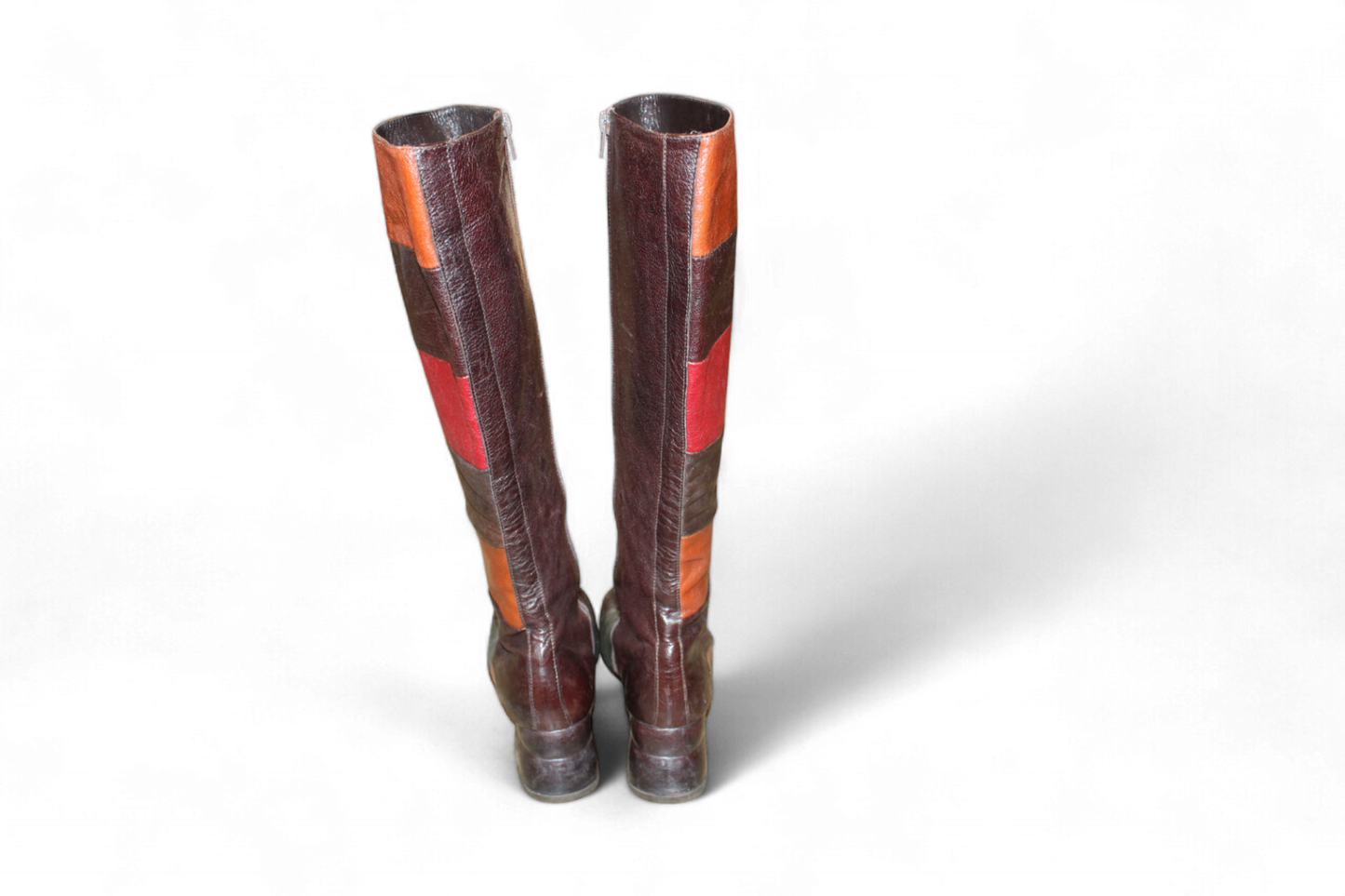 Vintage Boots 38 Brown, red and green Leather, Cassandra Roma
