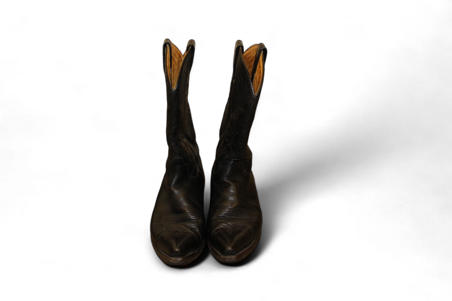 Vintage Stiefel schwarzes Leder, Cowboy, Vidal, Größe 44