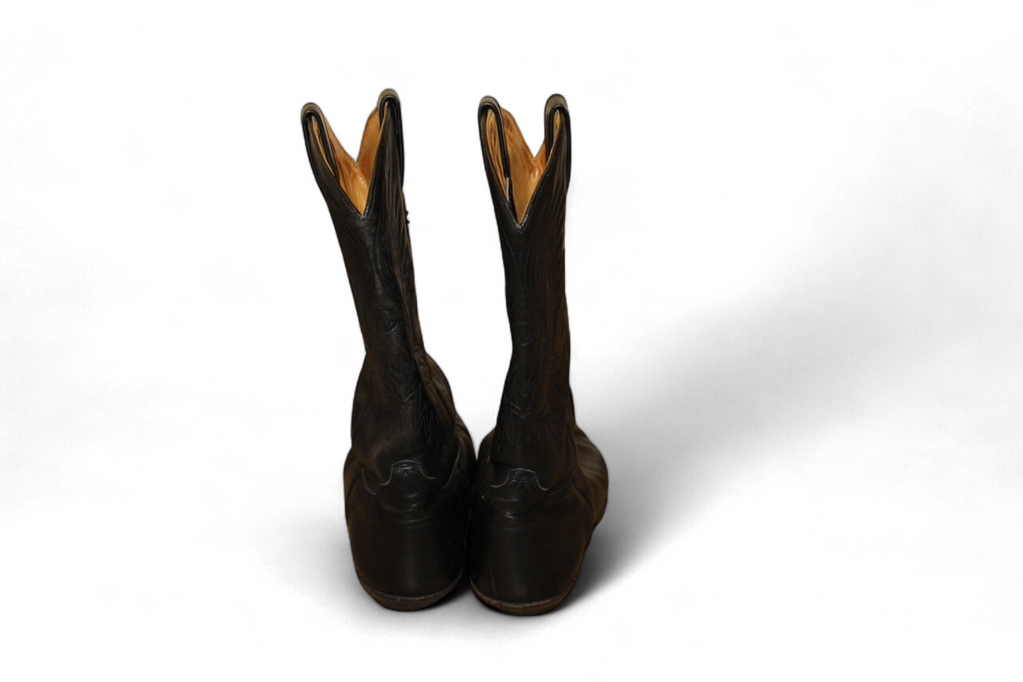 Vintage Stiefel schwarzes Leder, Cowboy, Vidal, Größe 44