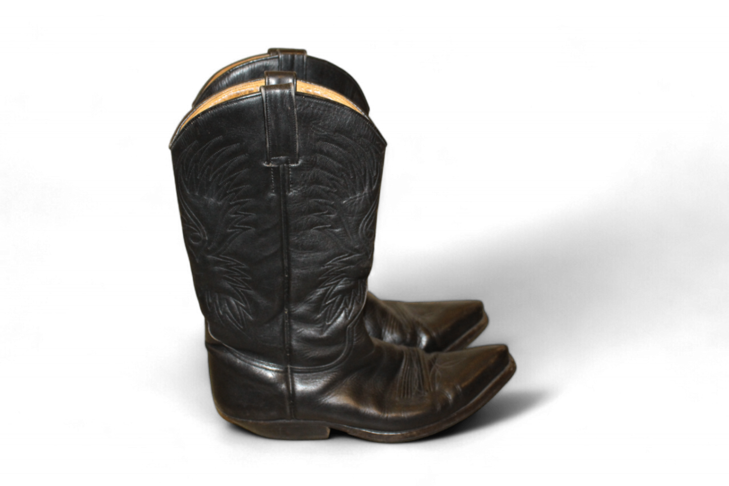 Vintage Stiefel schwarzes Leder, Cowboy, Vidal, Größe 44