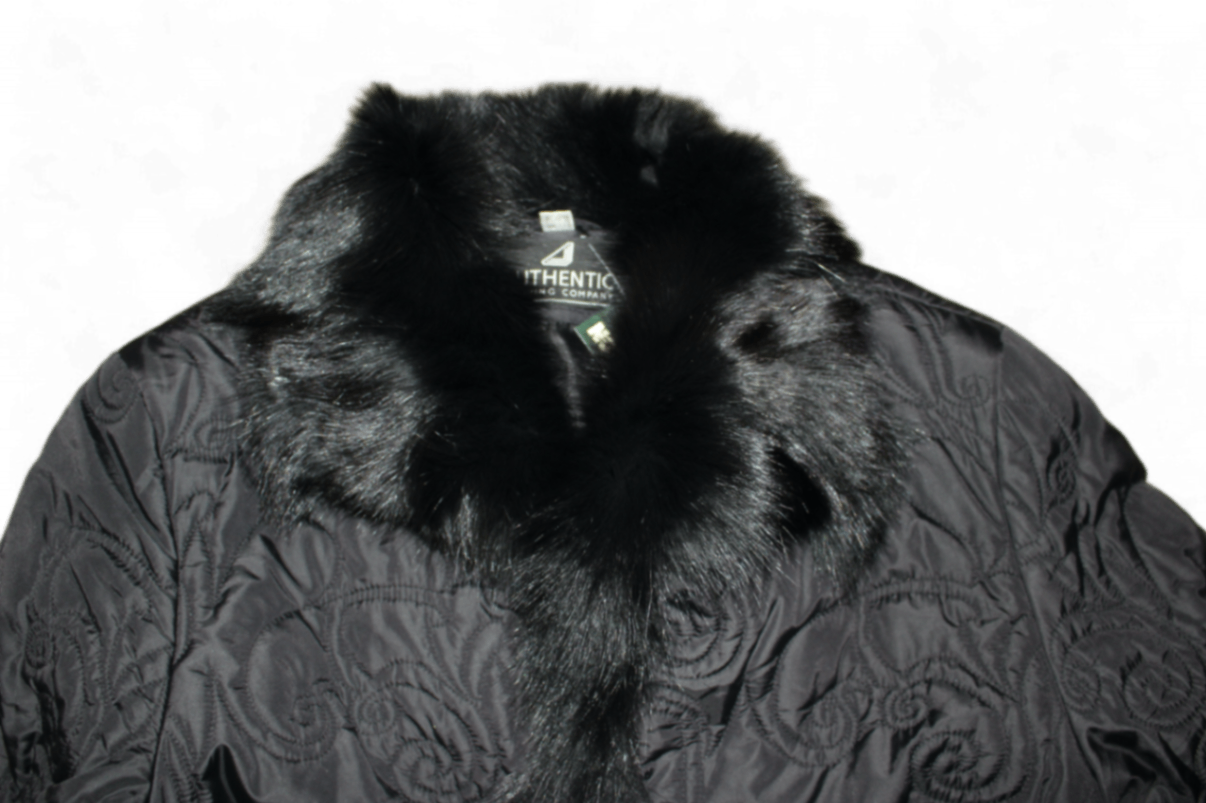 Authentic Clothing Company Jacket XL Black, Real fox fur trim