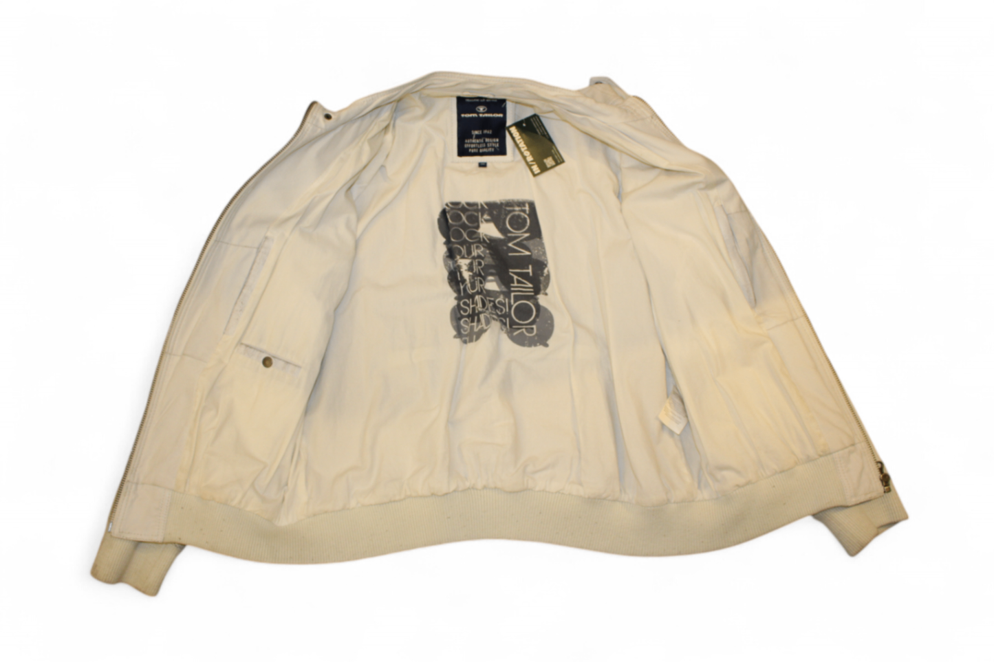 HFOC: Tom Tailor Jacke L Weiß Leder, C