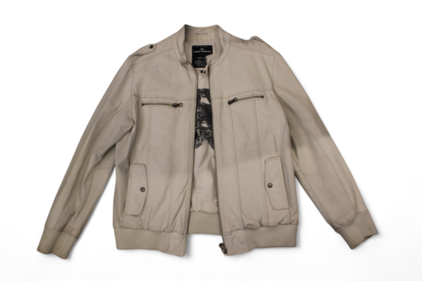 HFOC: Tom Tailor Jacke L Weiß Leder, C