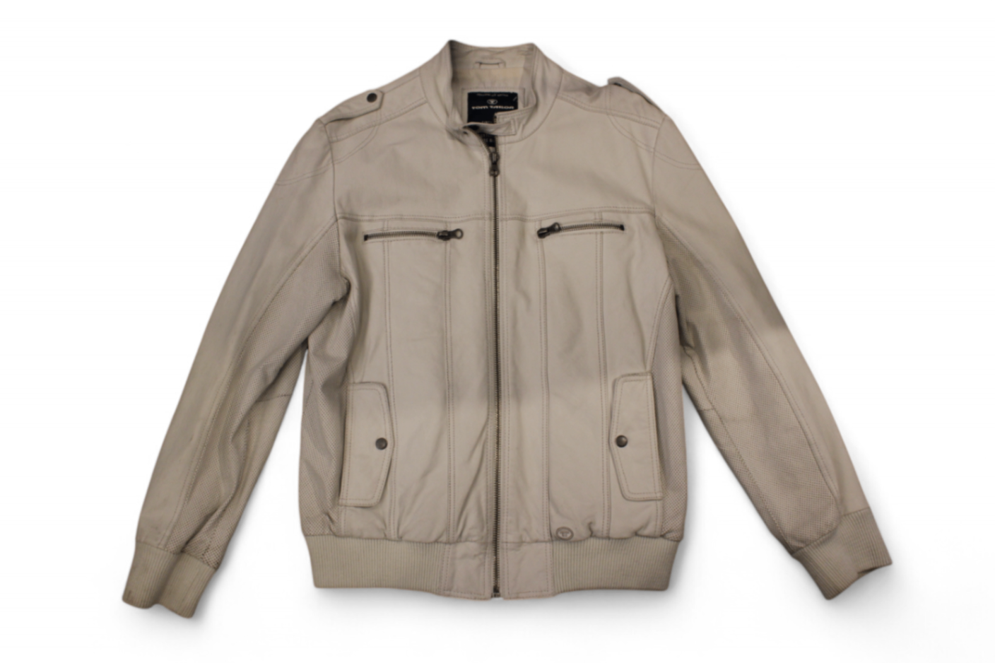 HFOC: Tom Tailor Jacke L Weiß Leder, C