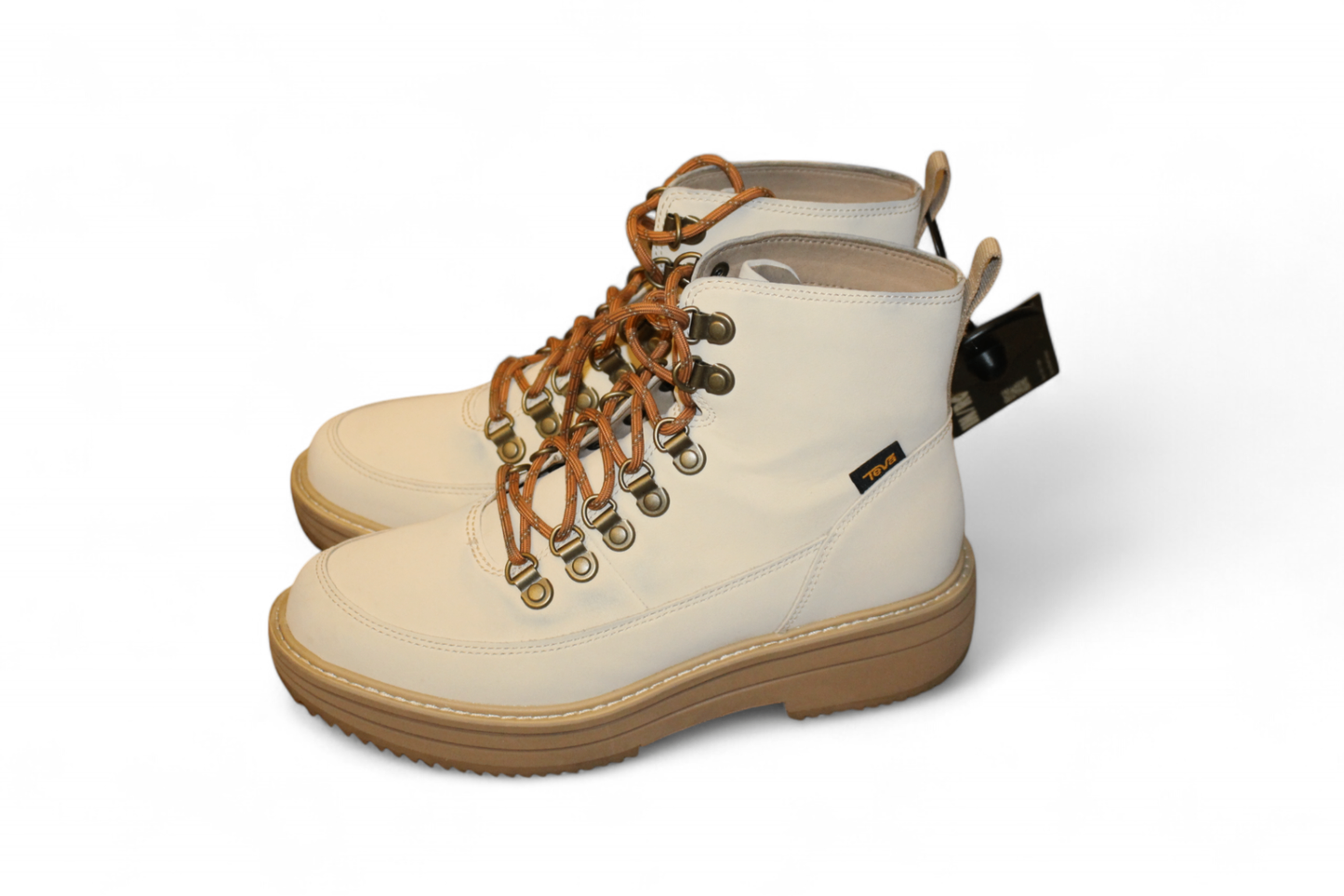 Teva Boots Cream Leather, Midform, Size 39