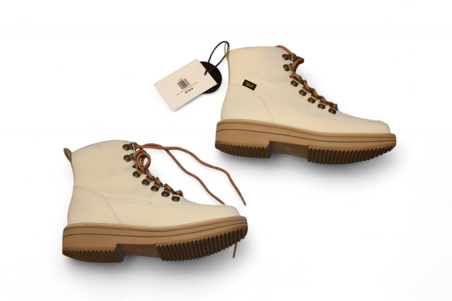 Teva Boots Cream Leather, Midform, Size 39
