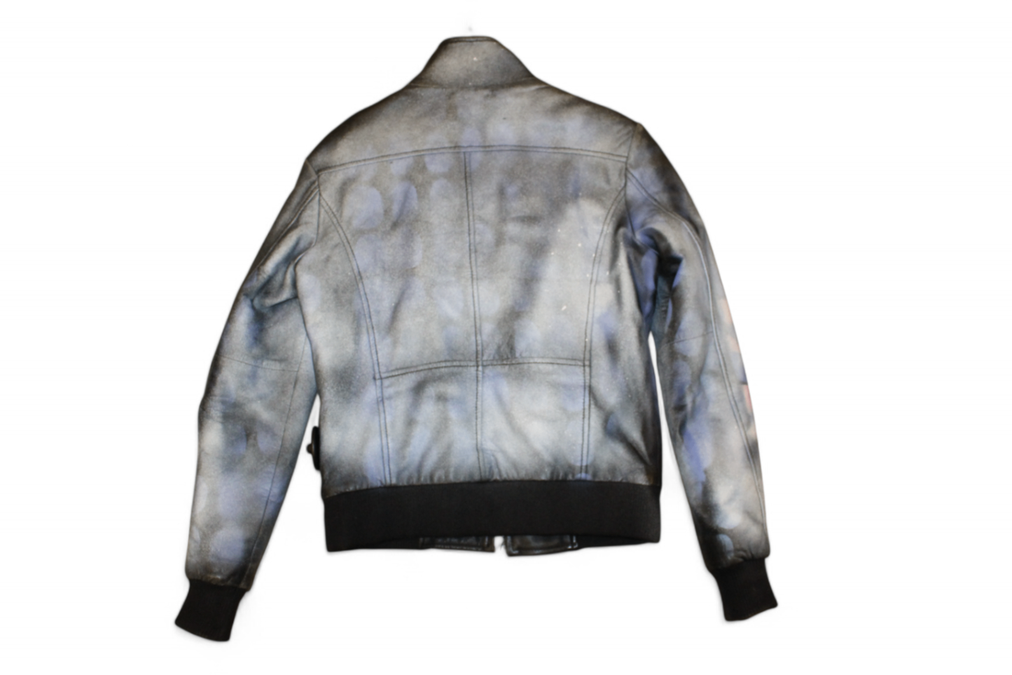 Rochas Jacket Spray paint blue Leather, Size M