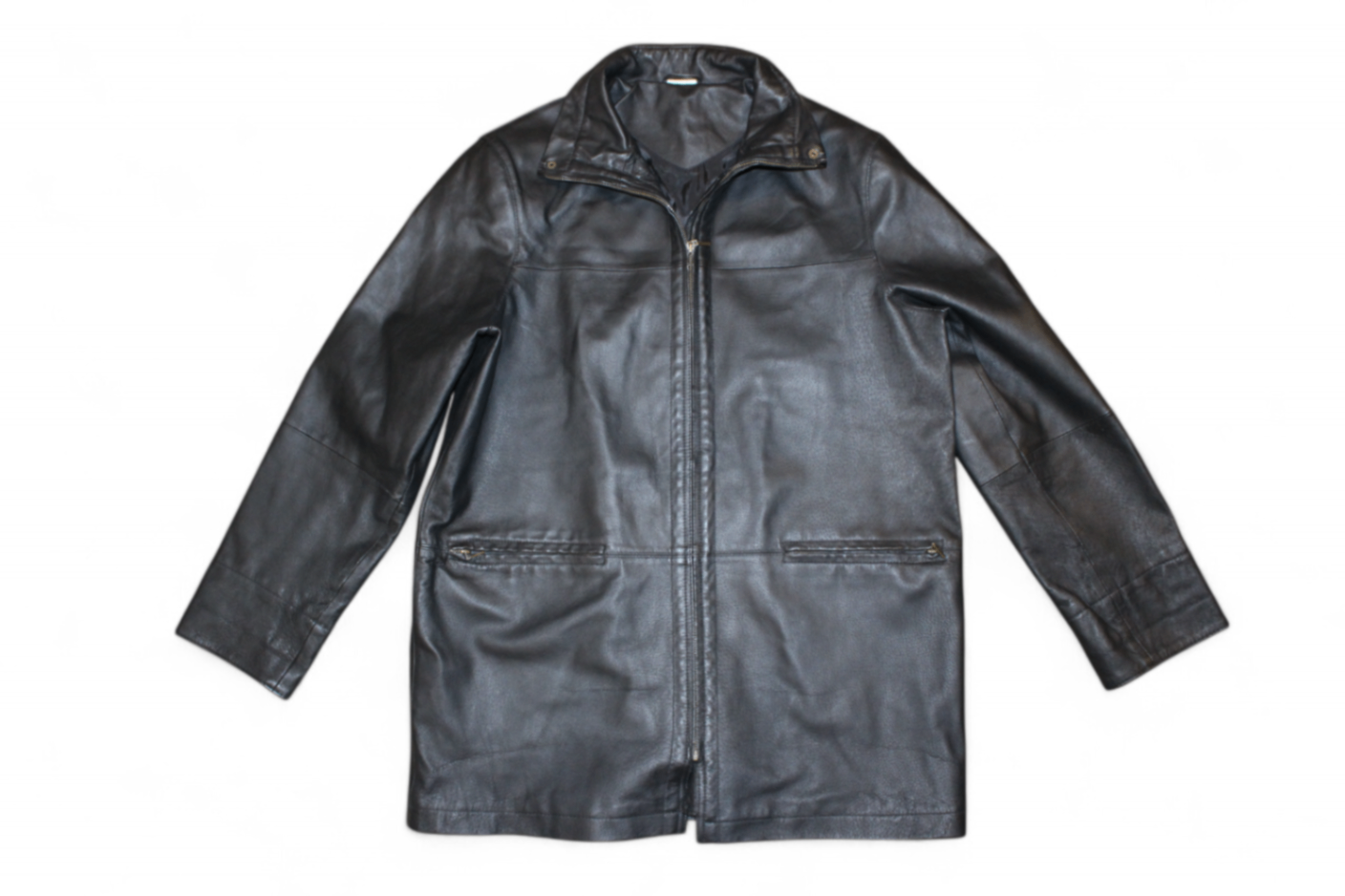 Vintage Coat Black Leather, Size M