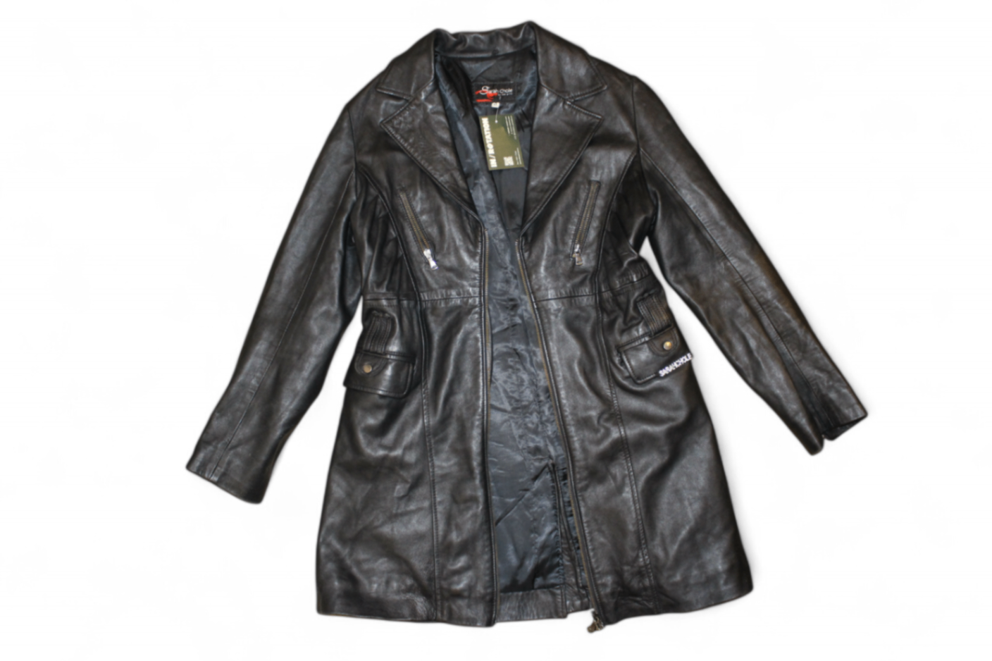 Vintage Coat Black Leather, Sarah Chole, Size M