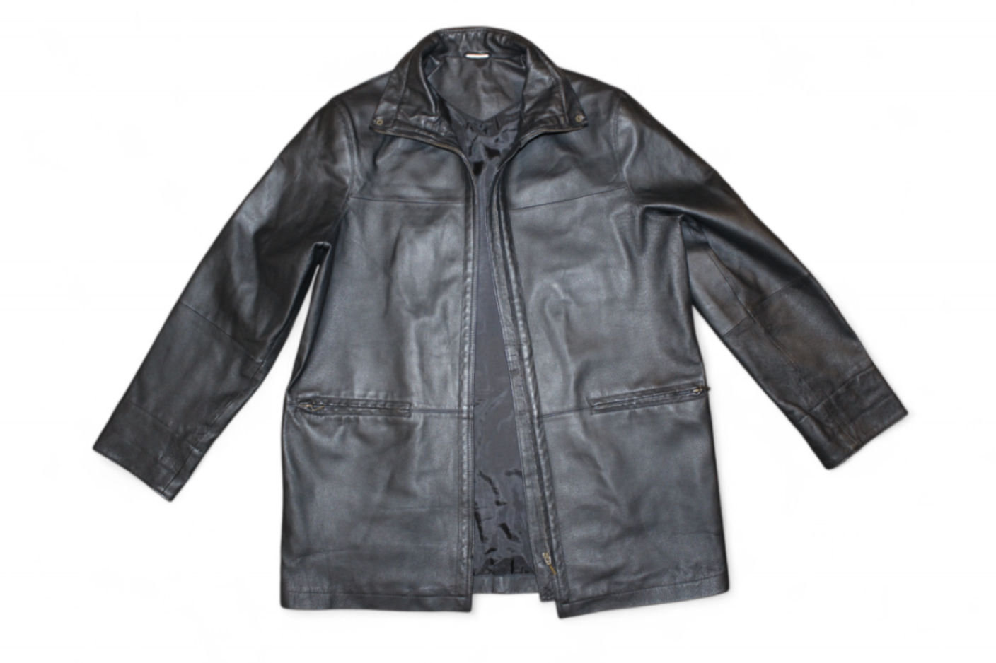 Vintage Coat Black Leather, Size M