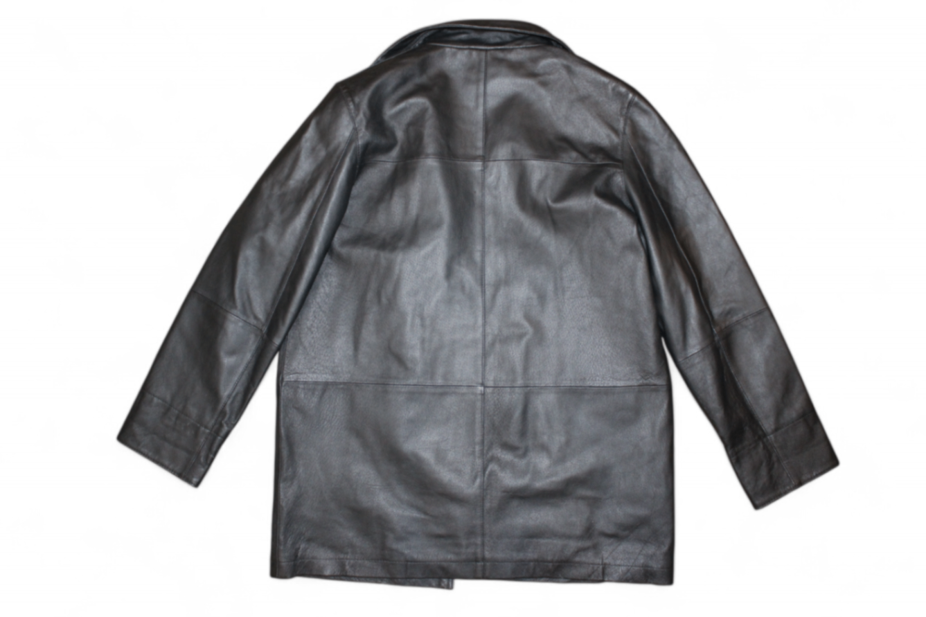 Vintage Coat Black Leather, Size M