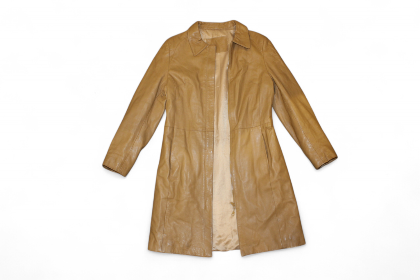 Vintage Coat Camel coloured Leather, Size M
