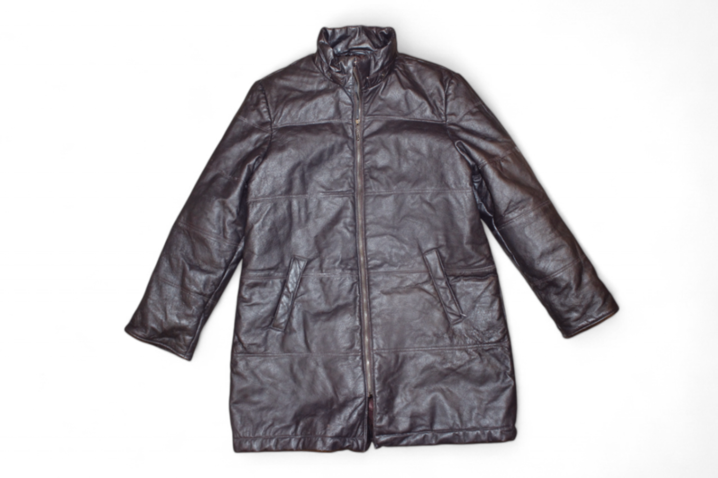 Vintage Coat Brown Leather, Padded, Tentazioni Di Pelle, Size L