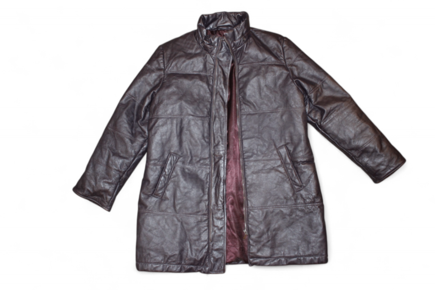Vintage Coat Brown Leather, Padded, Tentazioni Di Pelle, Size L