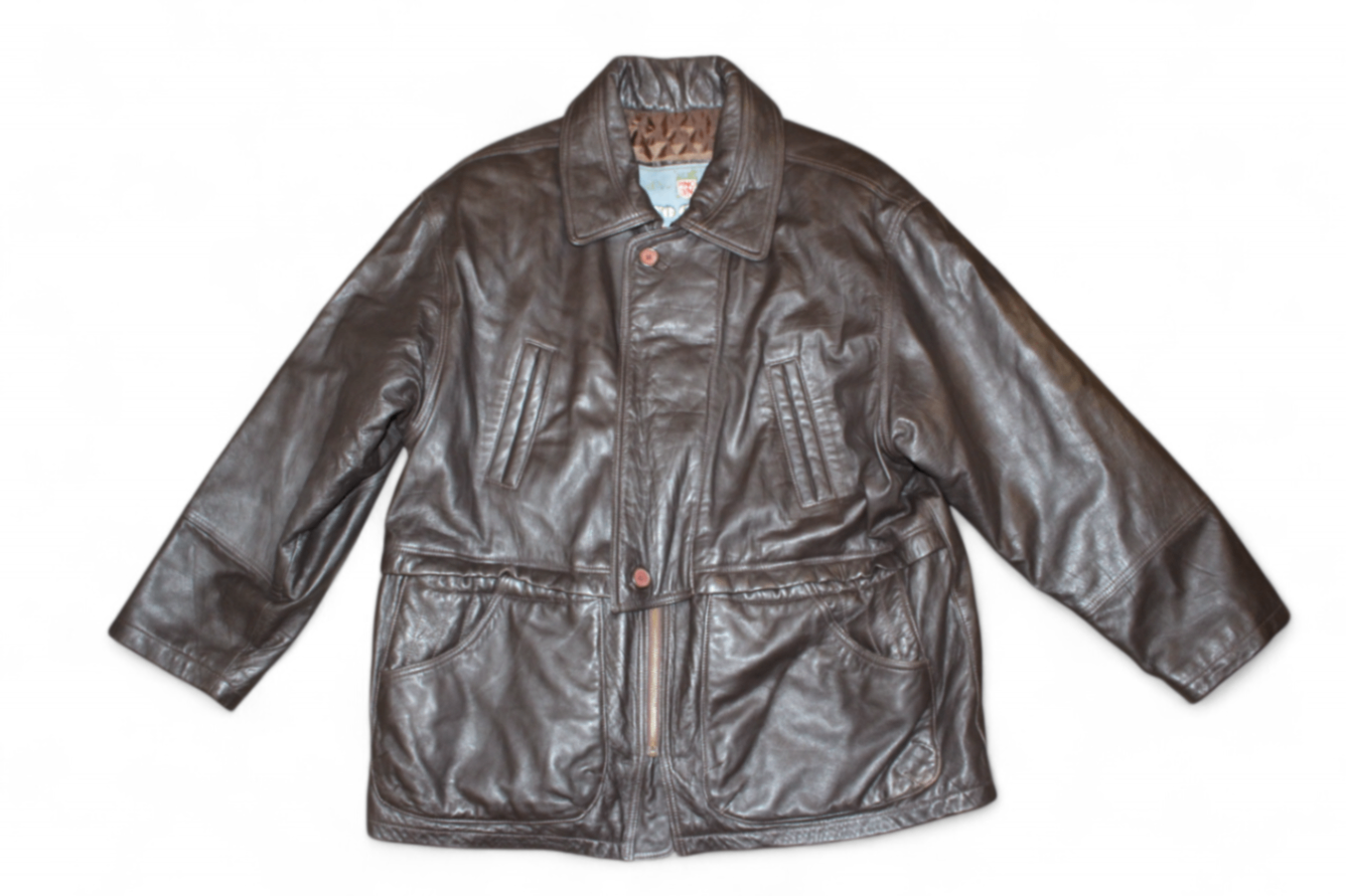 Vintage Jacket Brown Leather, Pino Covino, Size L