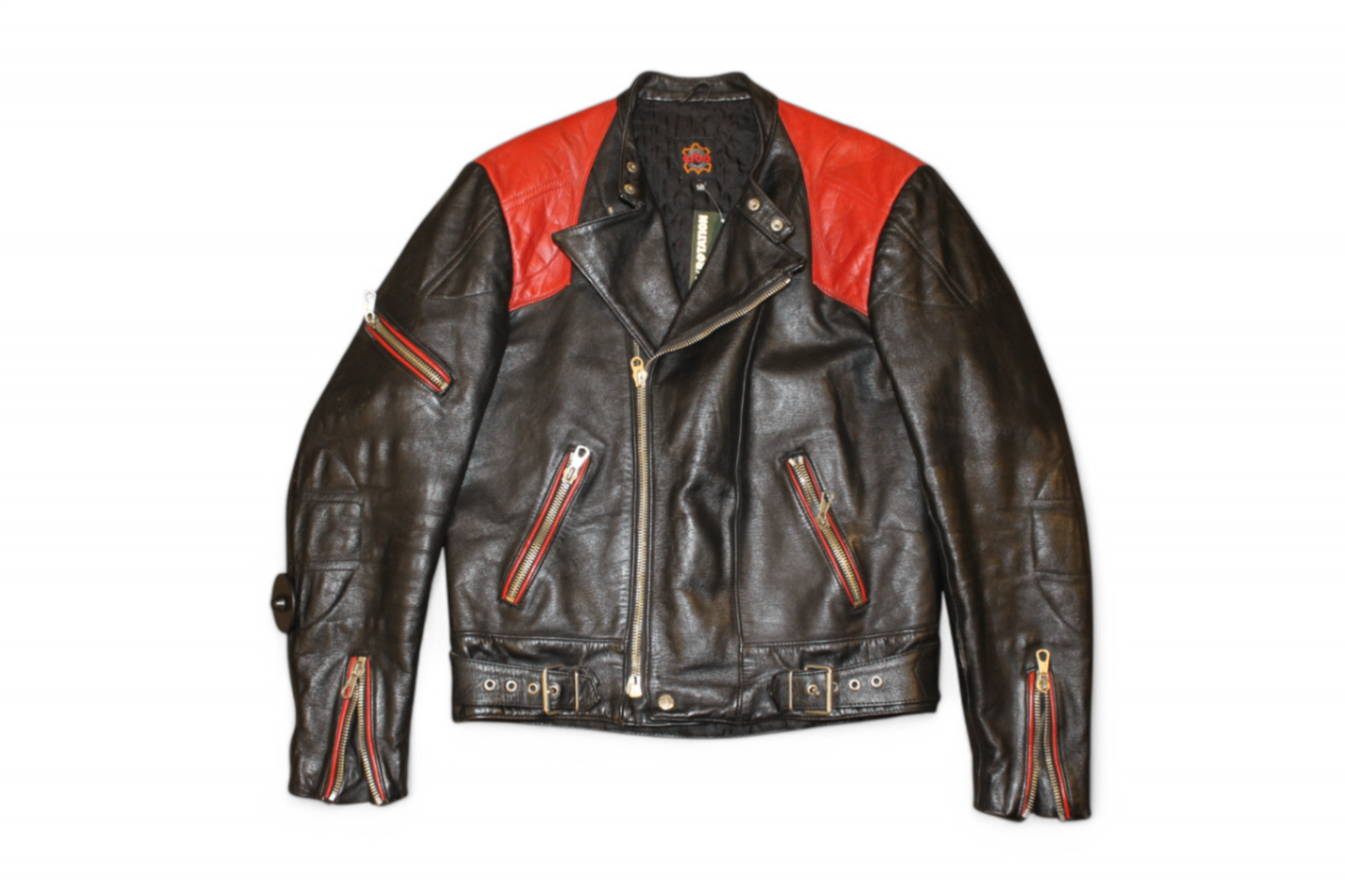 Vintage Jacket L/XL Black and red Leather, Erbo, Se