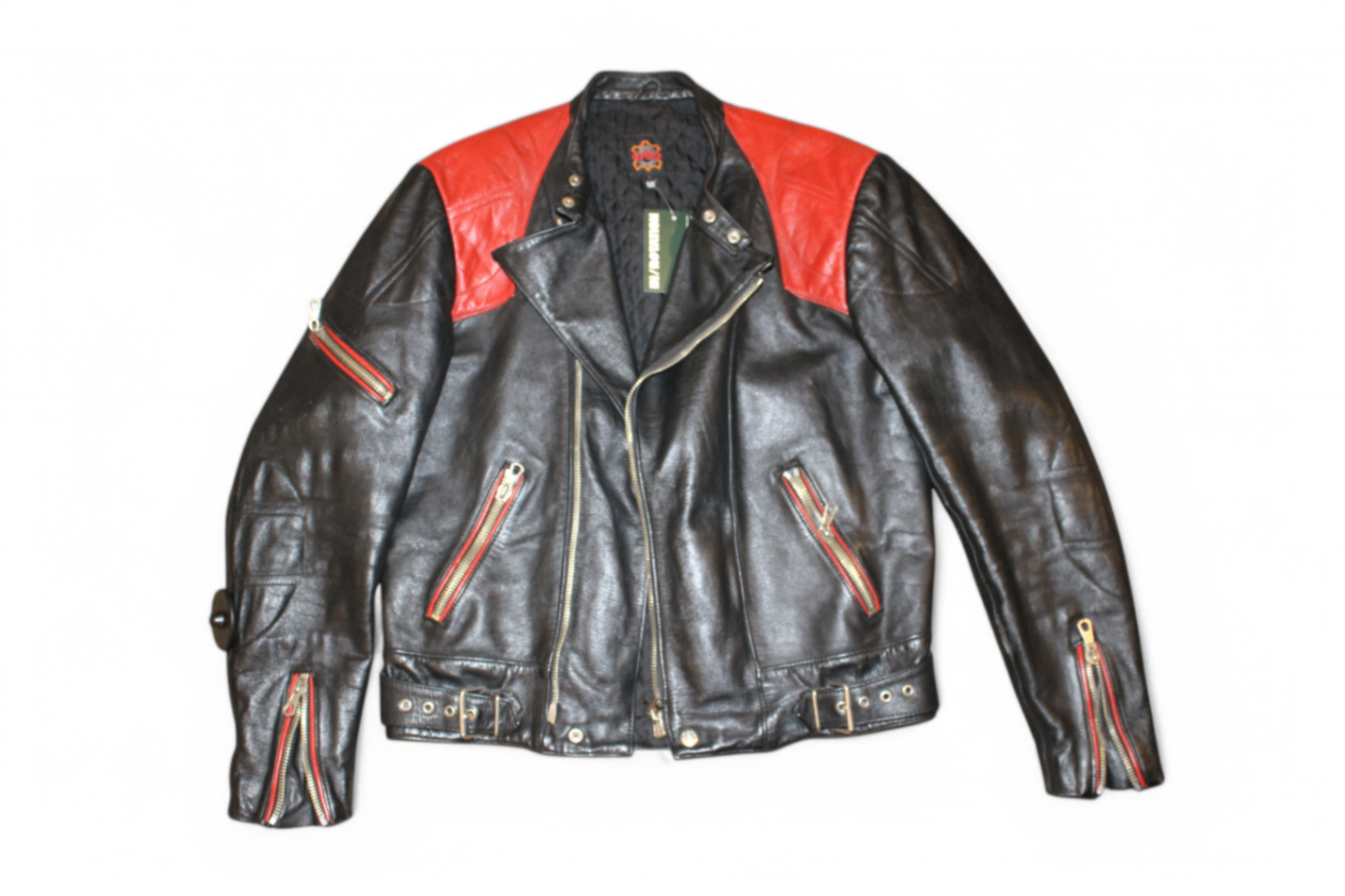 Vintage Jacket L/XL Black and red Leather, Erbo, Se