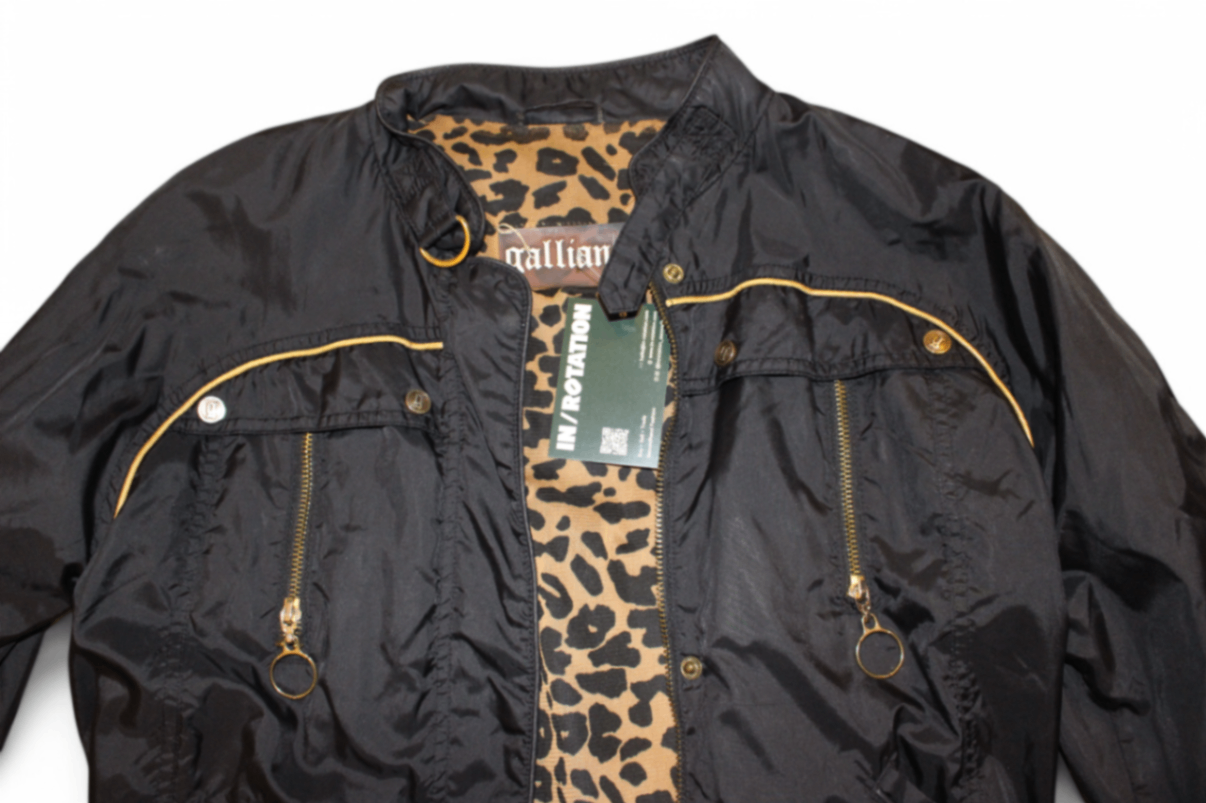 Galliano Jacket S Black, Bomber, Leopard print lining, B