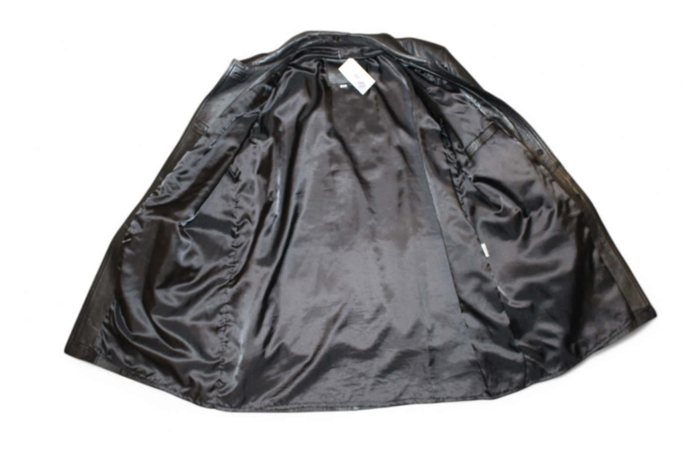 Vintage Coat XL Black Leather, Button closure, Se