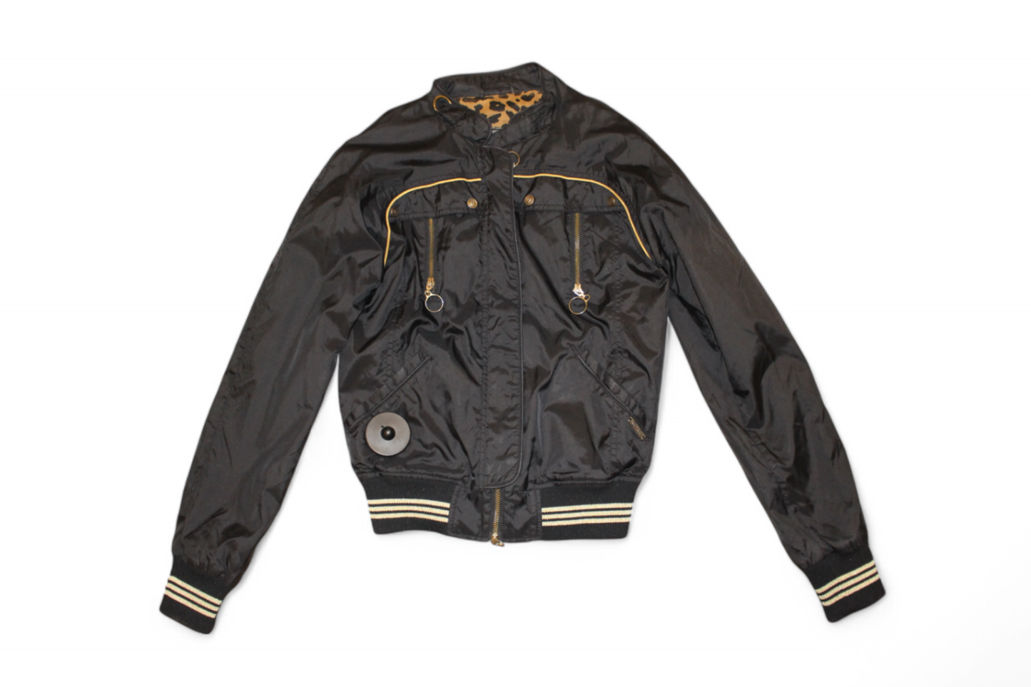 Galliano Jacket S Black, Bomber, Leopard print lining, B