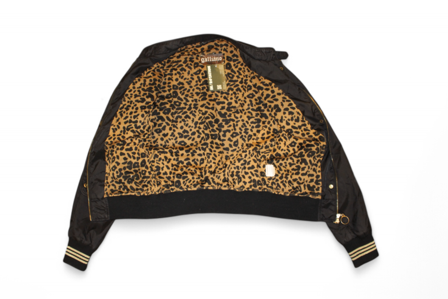 Galliano Jacket S Black, Bomber, Leopard print lining, B