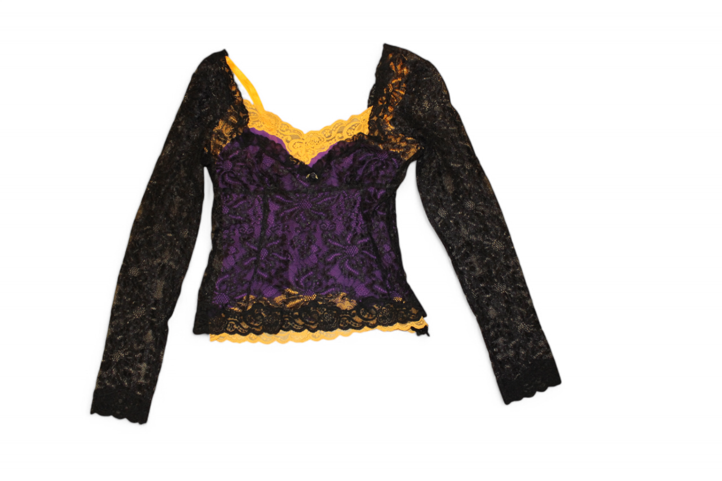 Dolce & Gabbana Long sleeved top XS Black and purple Lace, Se