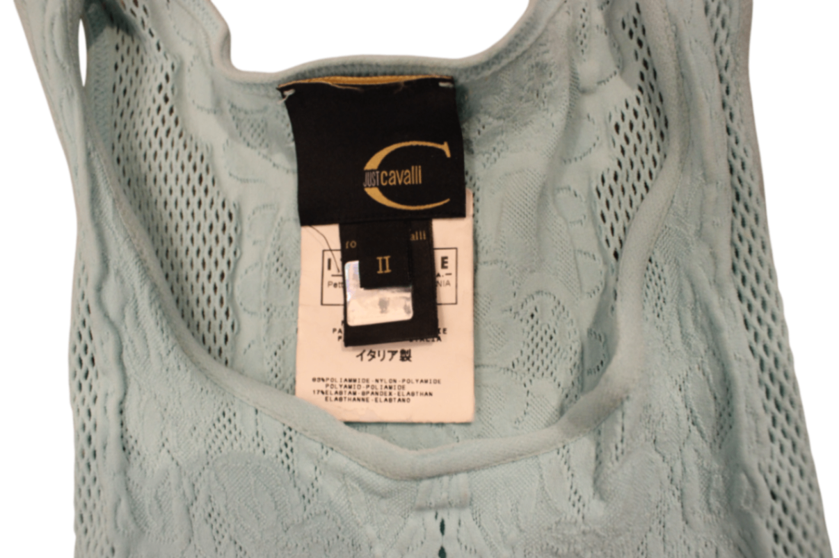 Just Cavalli Top S Aqua, Cut out mesh and lace detail, Se