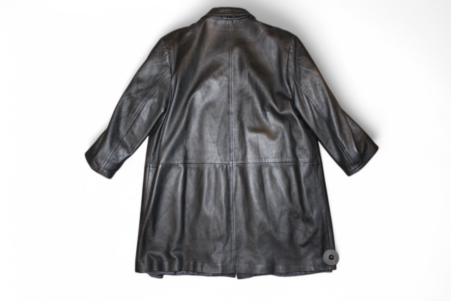 Vintage Coat XL Black Leather, Button closure, Se