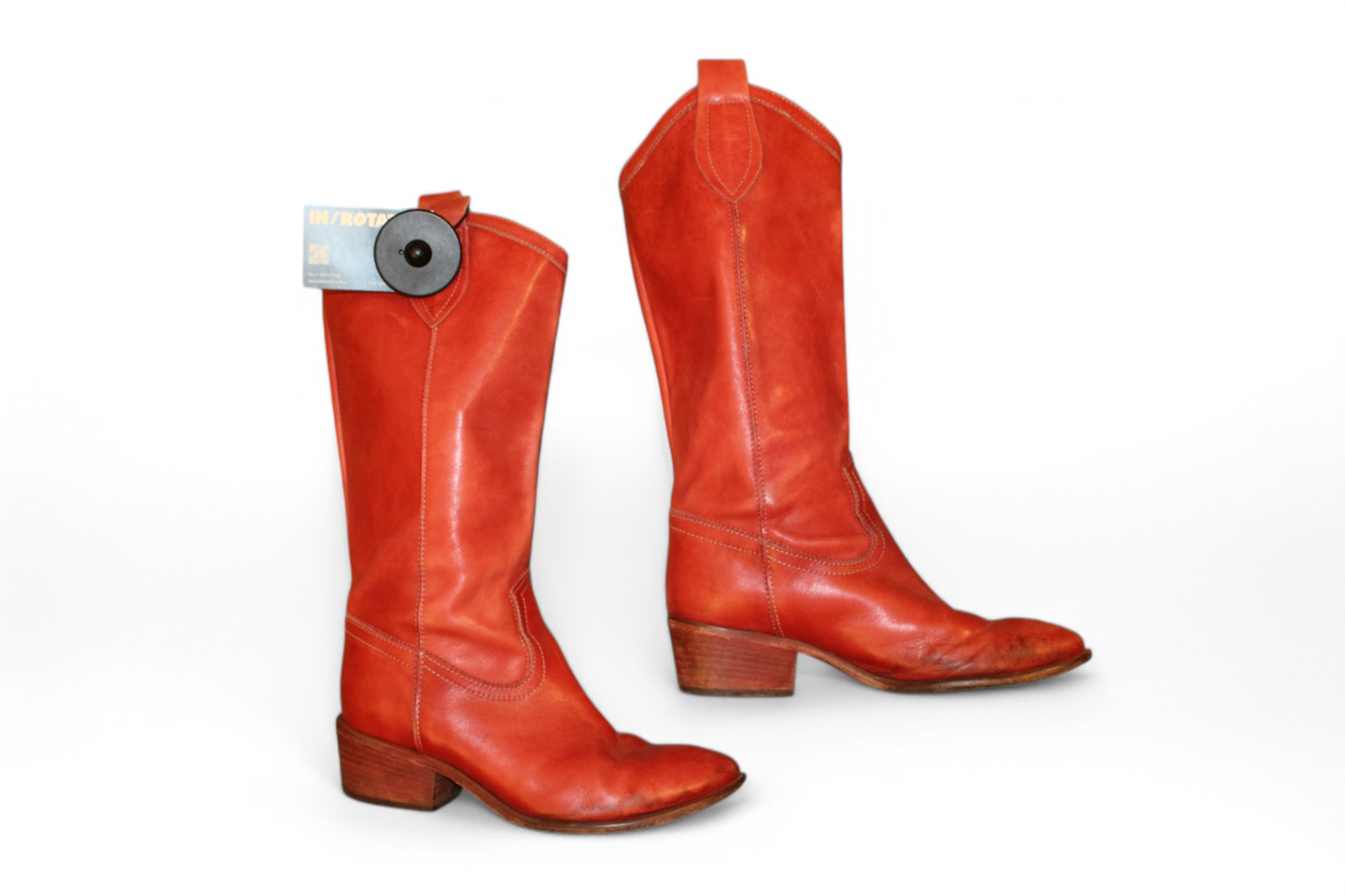 Vintage Boots 40 Red Leather, Hempel, Western/Cowboy, Se