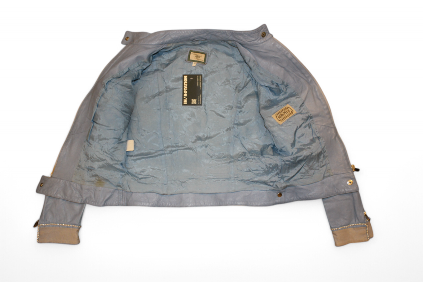 Jacket S Light blue Leather with rhinestones, Se