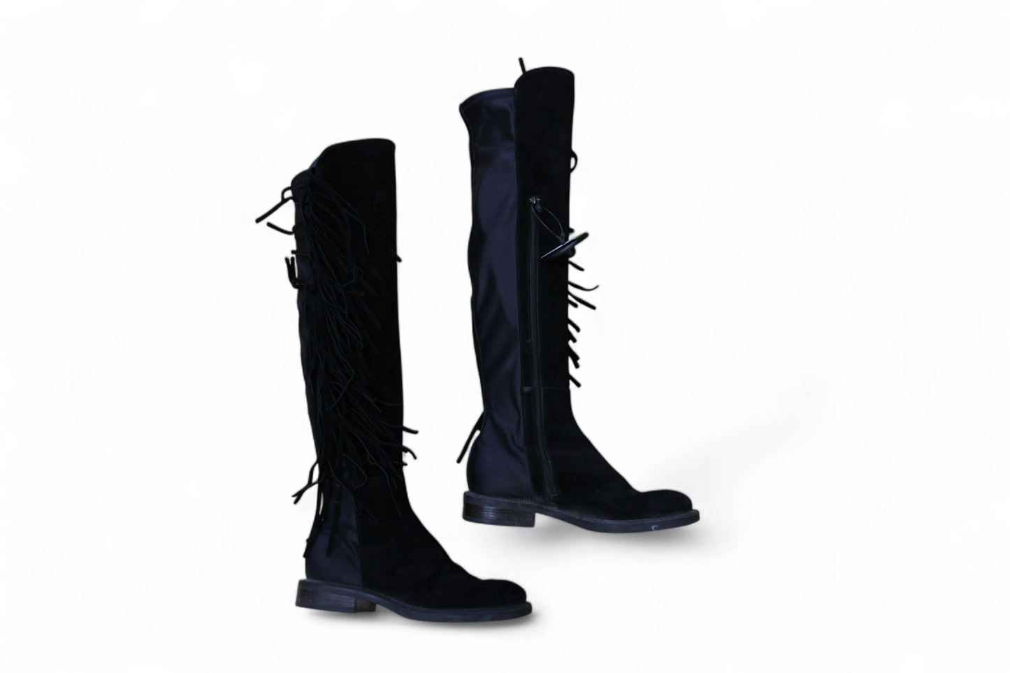 Jeannot Boots 37 Black Suede, tassels, Made in Italy, T