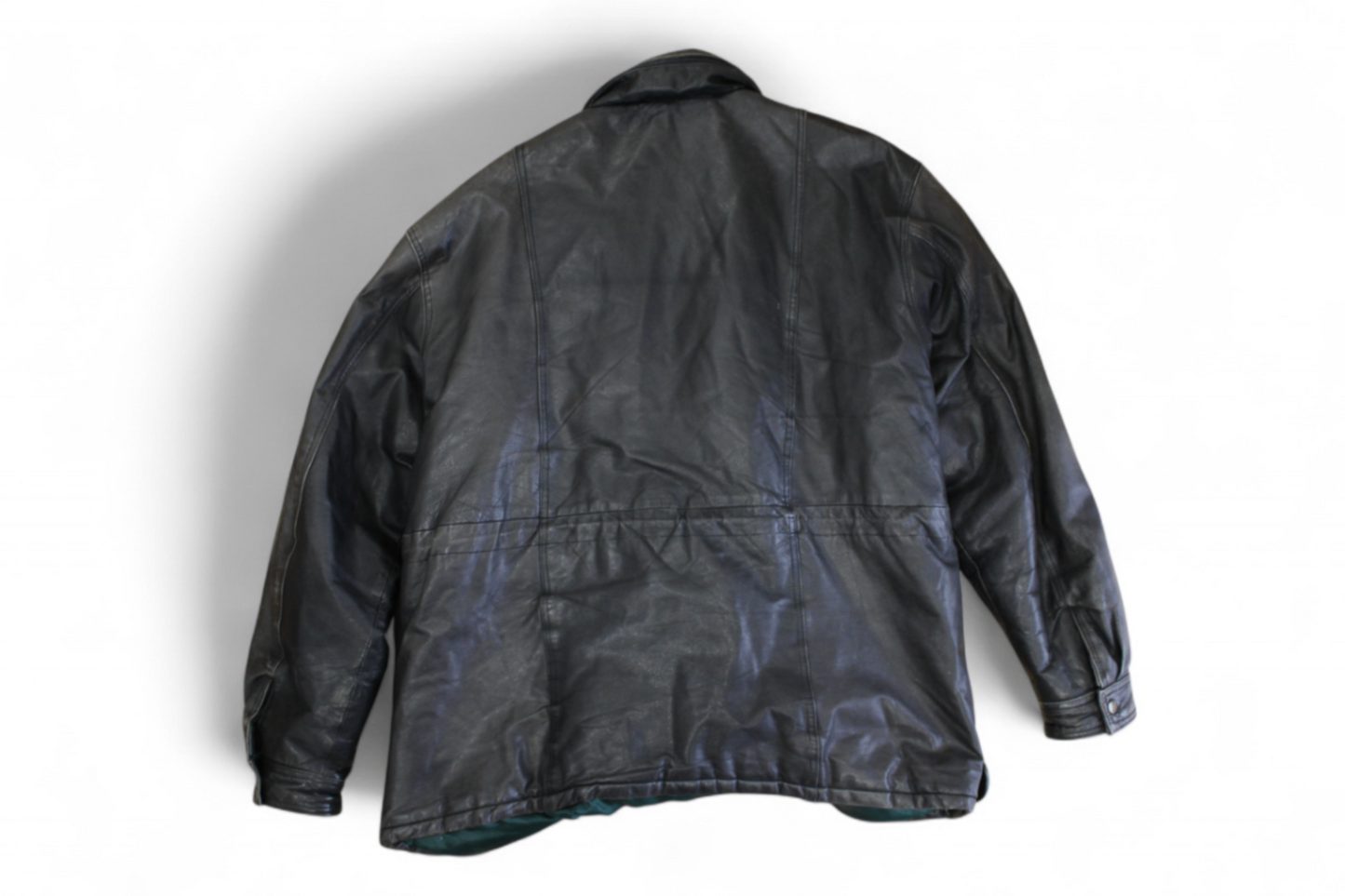 Vintage Jacket XL Black Leather, Tartan lining, B