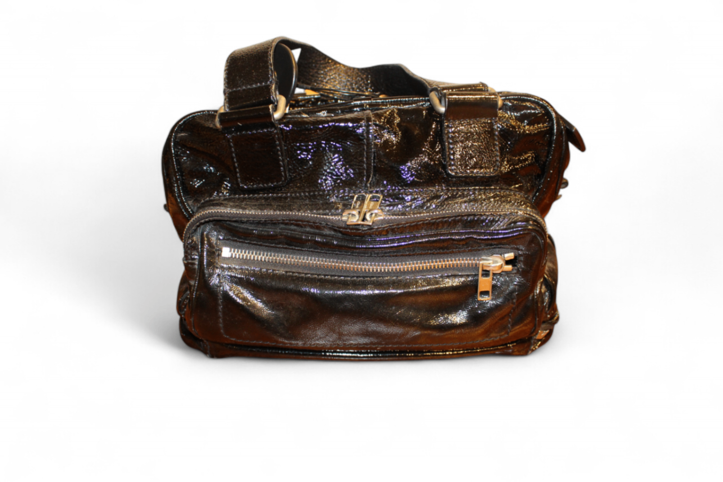 W - Chloe Hand Bag Black Patent Leather, with coin purse, D, (C)