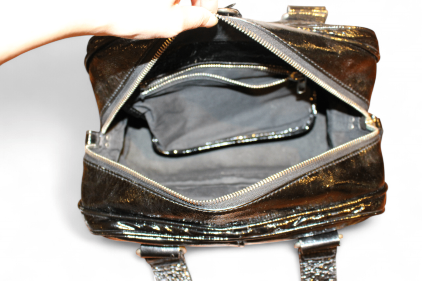 W - Chloe Hand Bag Black Patent Leather, with coin purse, D, (C)