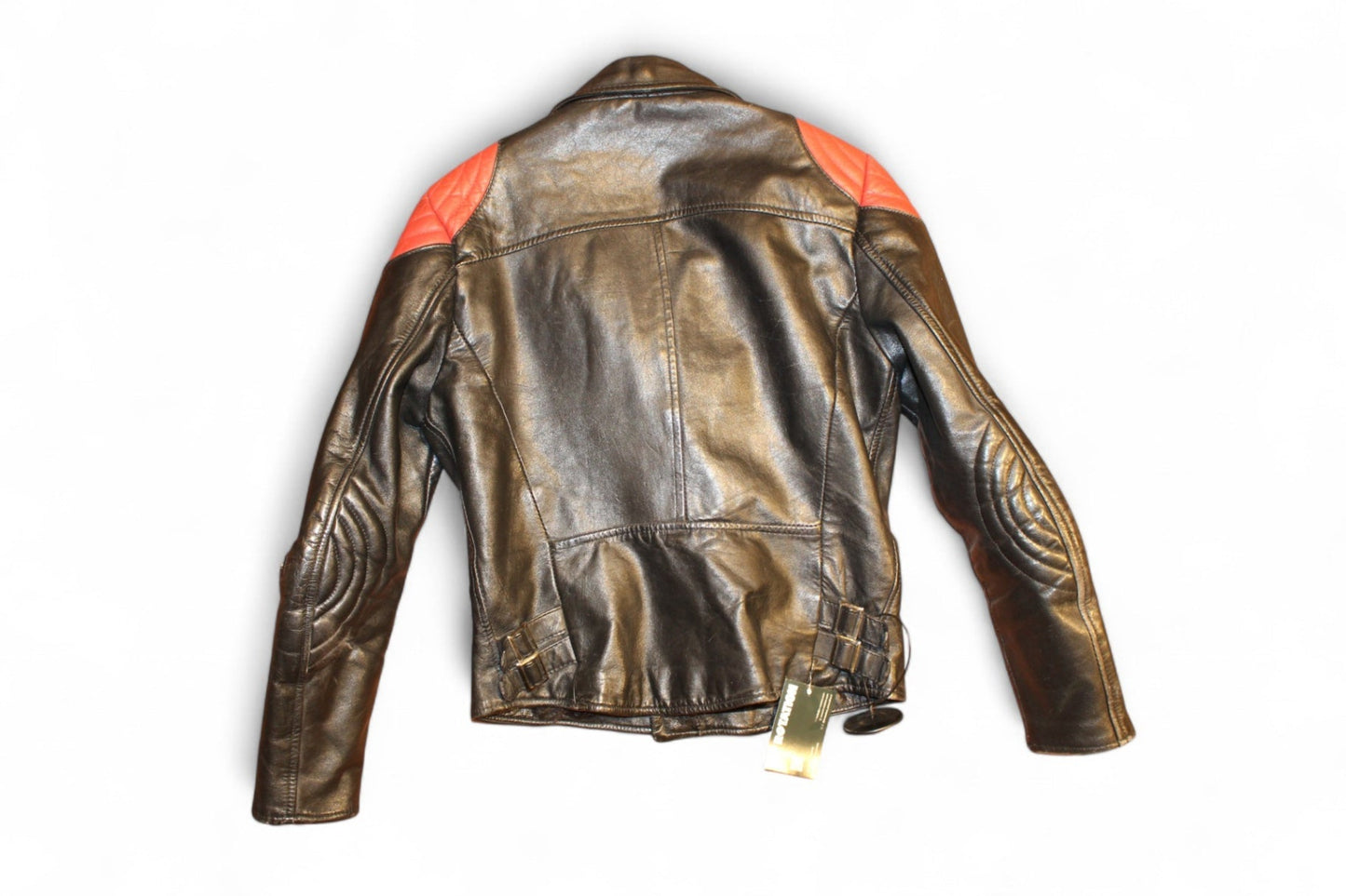 W - Vintage Jacket M/L Black and red Leather, Biker Moto, T