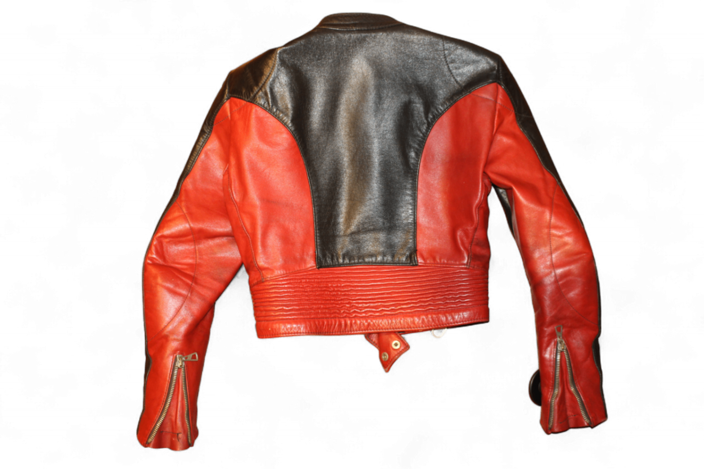 W - Vintage Jacket XS/S Black and red Leather, Moto biker, Harro, Se