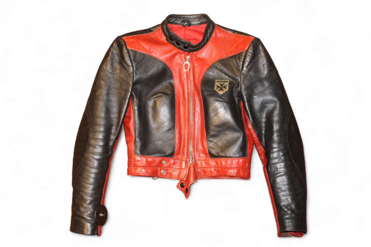W - Vintage Jacket XS/S Black and red Leather, Moto biker, Harro, Se