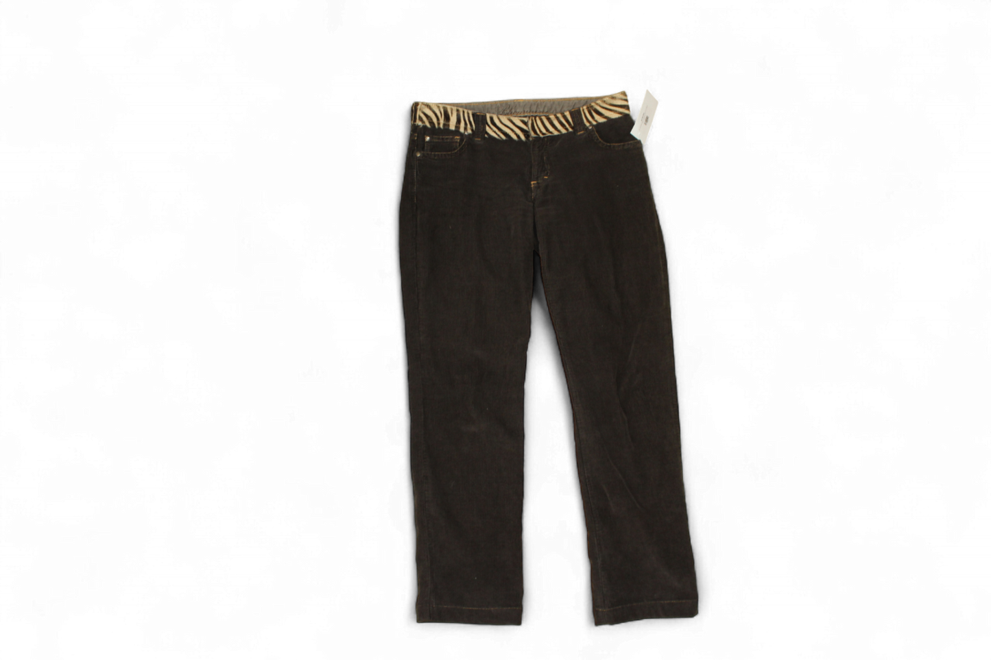 M - Blumarine Pants XS Brown Corduroy, Leather and fur waistline, Se