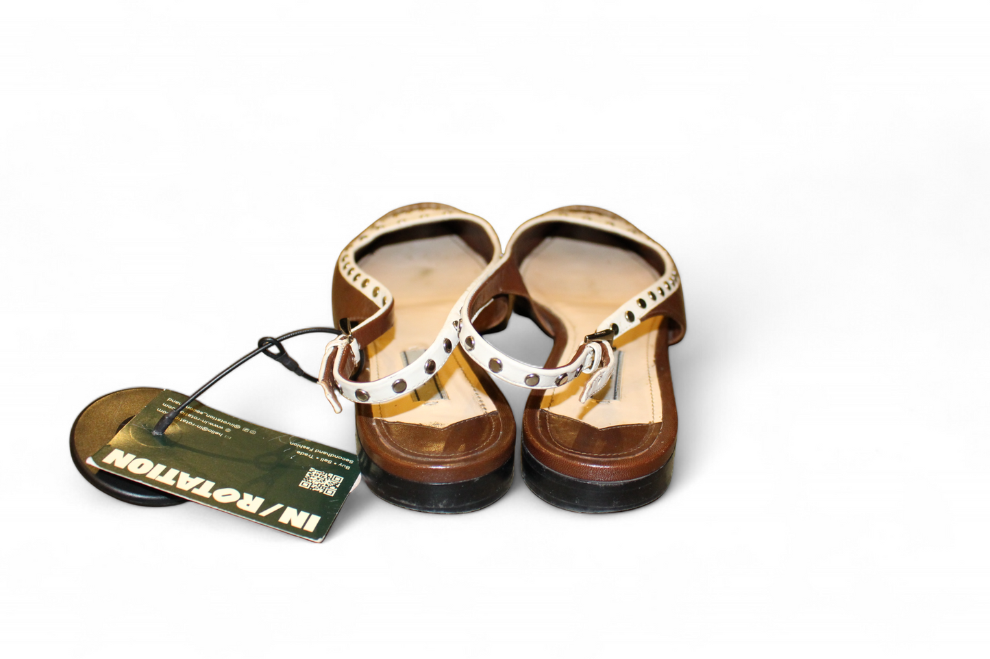 Prada Schuhe Braun und Weiß, Spitz zulaufende Ballerinas, Leder, Größe 39