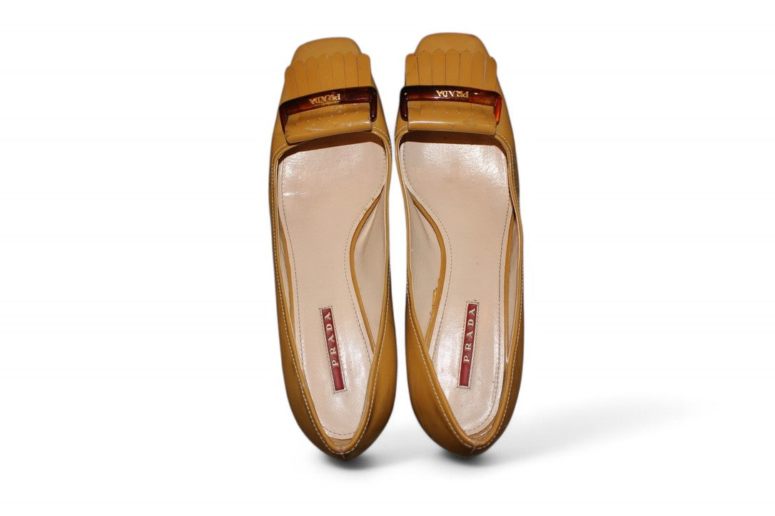 Prada Heels, Camel coloured, Leather, Size 40.5