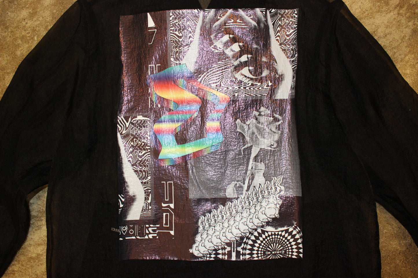 Diesel Jacket/Dress, Black, Sheer, Eye print, Size XS