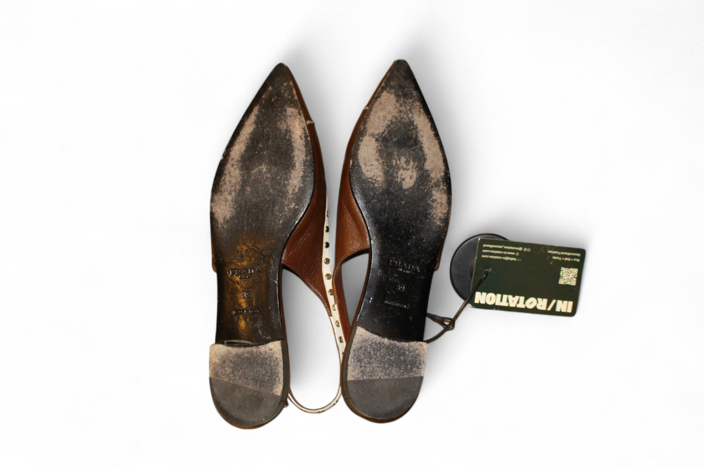 Prada Schuhe Braun und Weiß, Spitz zulaufende Ballerinas, Leder, Größe 39