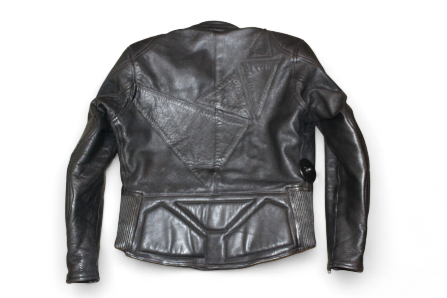 Vintage Biker Jacket Black Leather, Size M