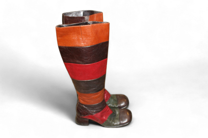 Vintage Boots 38 Brown, red and green Leather, Cassandra Roma