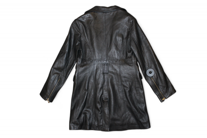Vintage Coat Black Leather, Sarah Chole, Size M